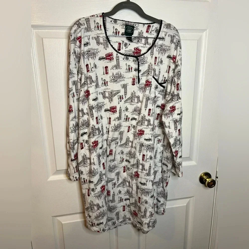Laura Ashley London England Pattern Night Shirt Gown Womens Size 2XL GUC stain - Picture 1 of 7